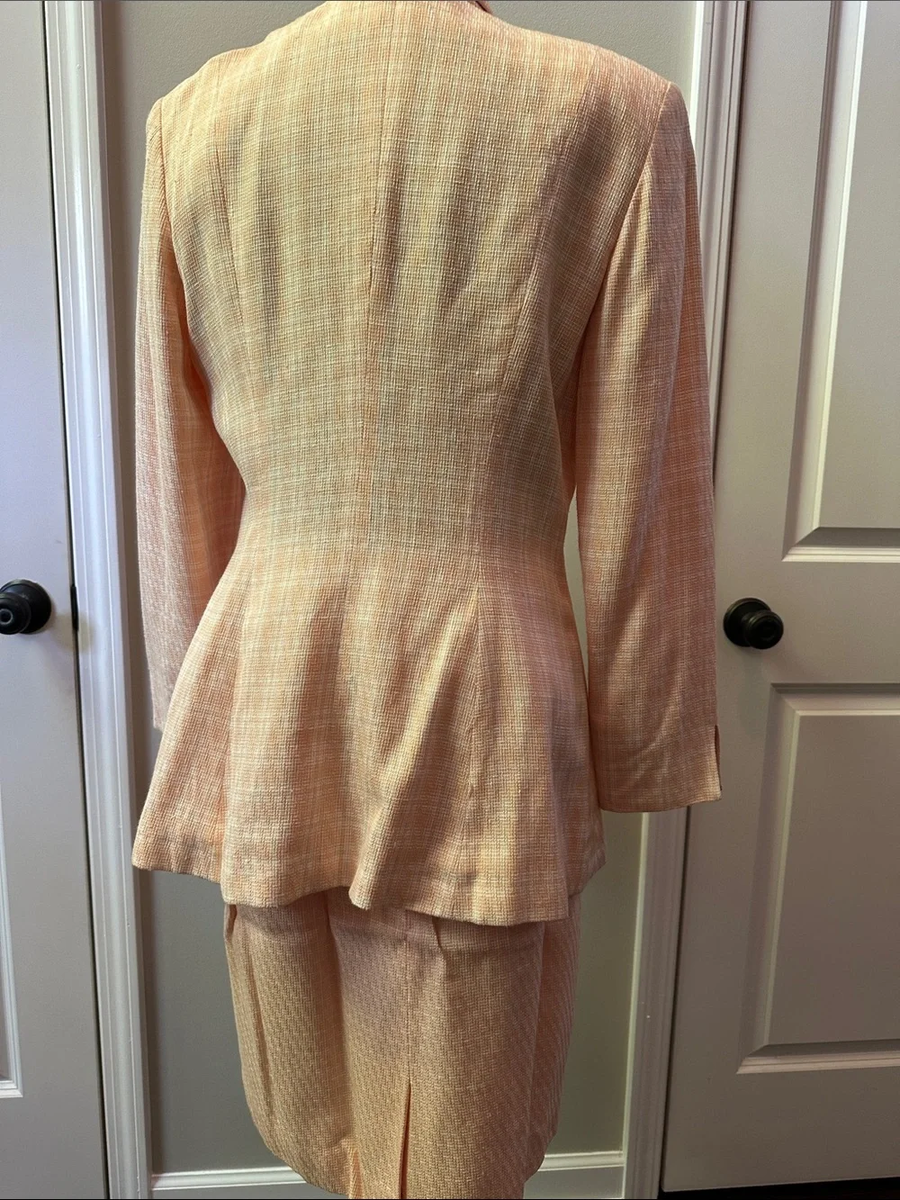 CHRISTIAN DIOR Peach Plaid Tailored Women's SUIT